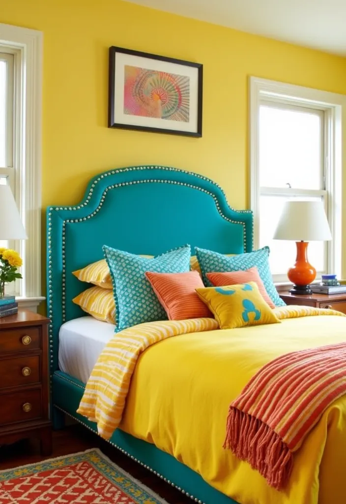 19 Bead Board Headboard Ideas That’ll Elevate Your Bedroom (You Won't Believe #8!) - 3. Bold and Colorful Bead Board