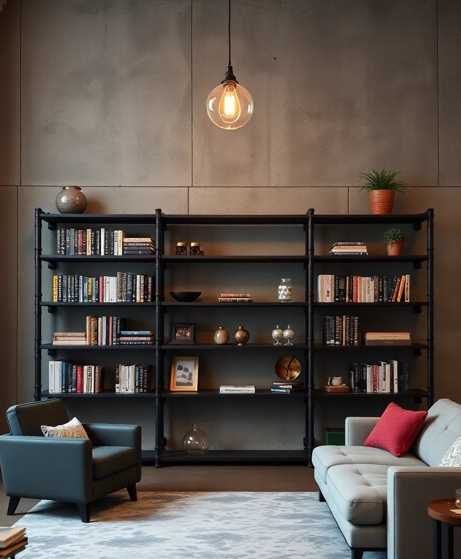 10 Creative DIY Bookshelf Designs That Will Wow Your Guests! - 5. Industrial Pipe Bookshelf