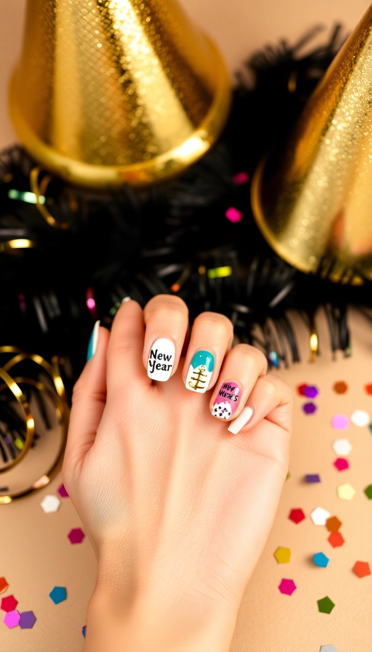 20 Fun New Year Themed Nails Designs That Will Kickstart Your Celebration! - 14. New Year’s Eve Wishes