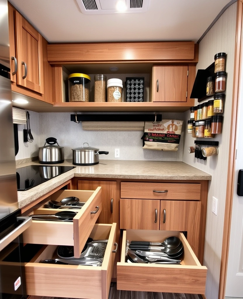 12 Travel Organization Tips That Make RV Living Feel Like a Breeze! - 5. Optimize Your Kitchen Space