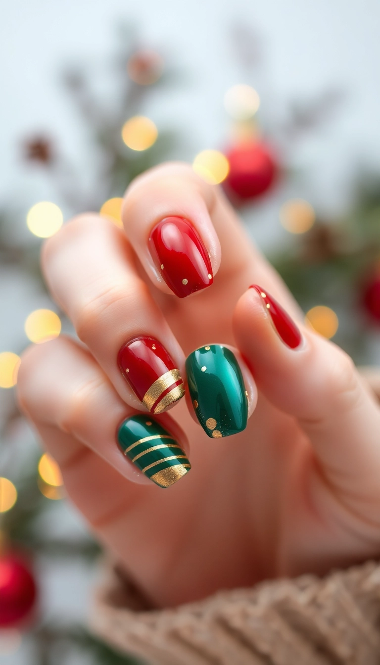 25 Stunning Christmas Nail Designs That Will Make You the Star of the Holiday Party! - 13. Festive Metallic Accents