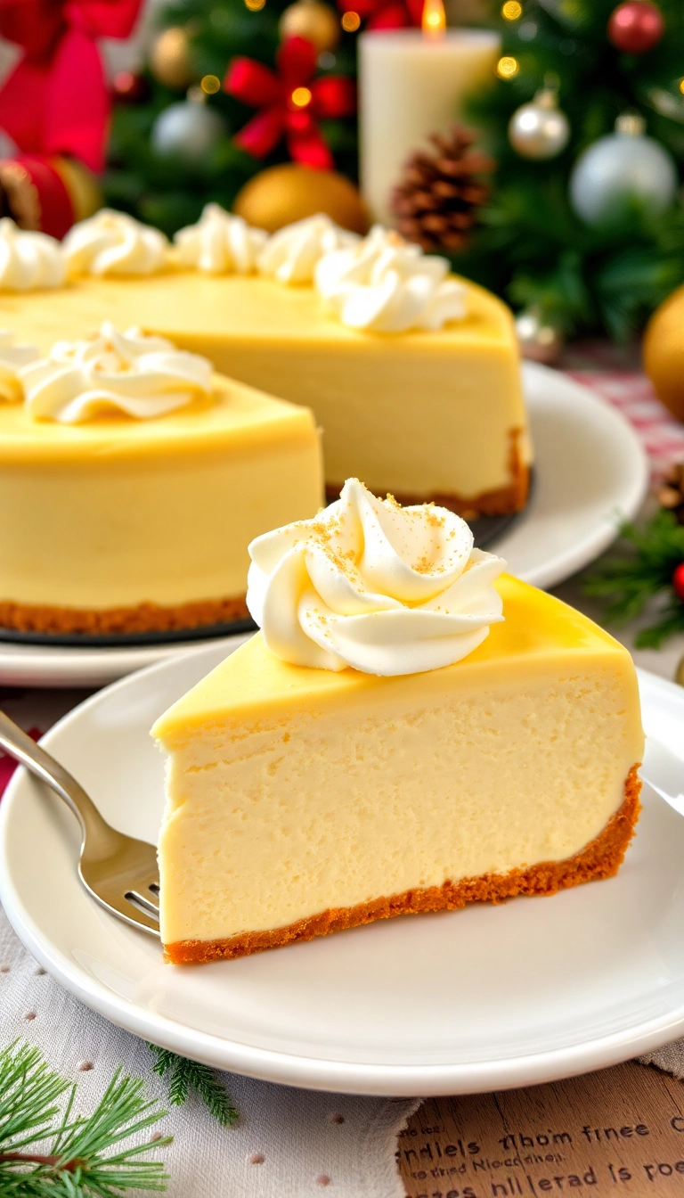 21 Festive Christmas Party Food Ideas That Will Wow Your Guests (You Won't Believe #10!) - 8. Eggnog Cheesecake