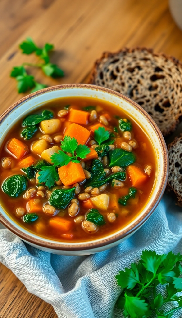 18 Healthy Dinner Recipes for Weight Loss That Taste Incredible! - 14. Lentil Soup with Spinach