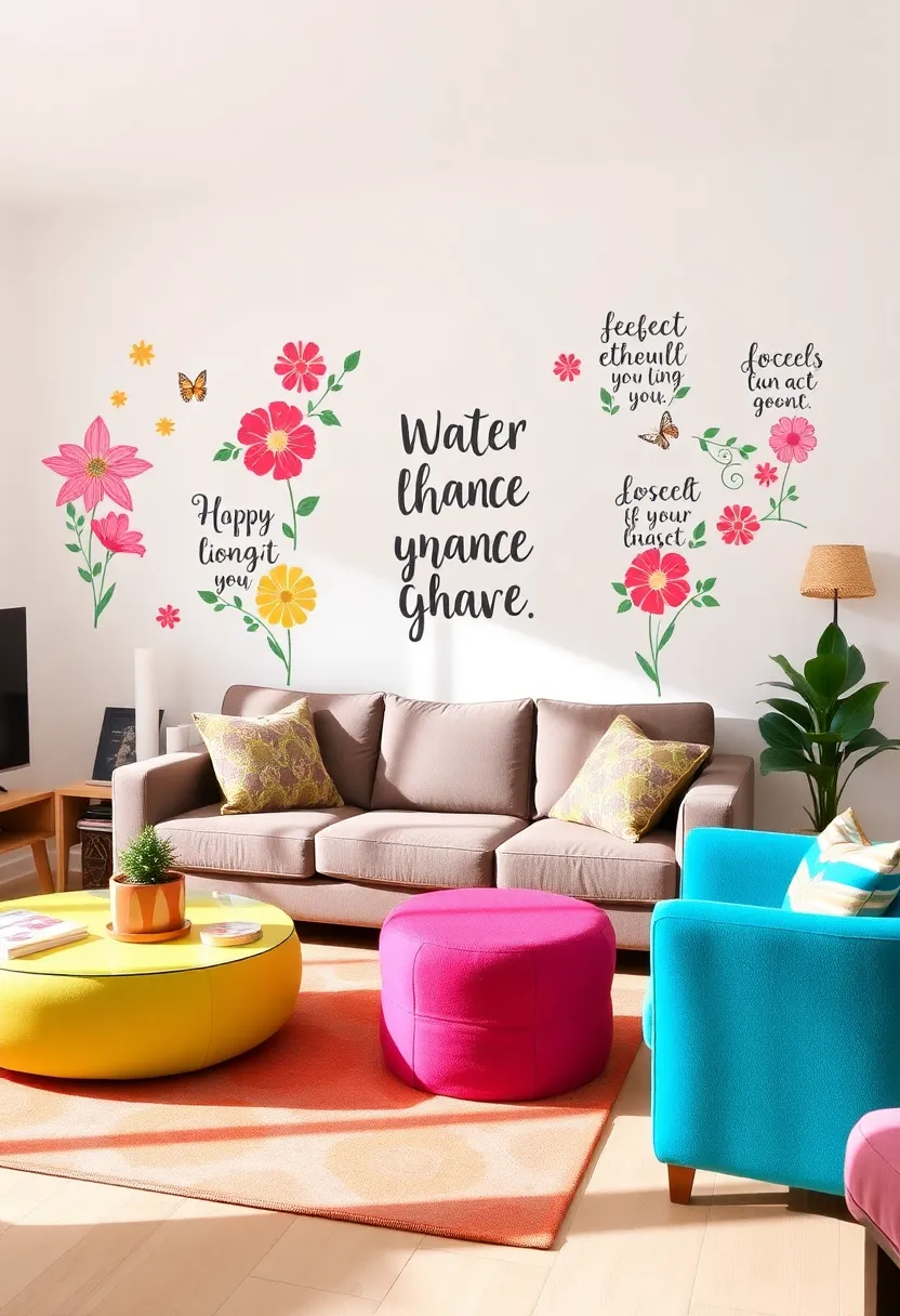 20 Stunning Living Room Makeover Ideas That Won't Break the Bank (You'll Love #15!) - 17. Creative Wall Decals