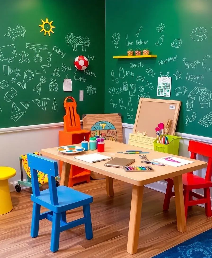 17 Adorable Greenboard Kids Room Ideas That'll Make Your Children Smile (Don't Miss #5!) - 5. Interactive Greenboard Art Station