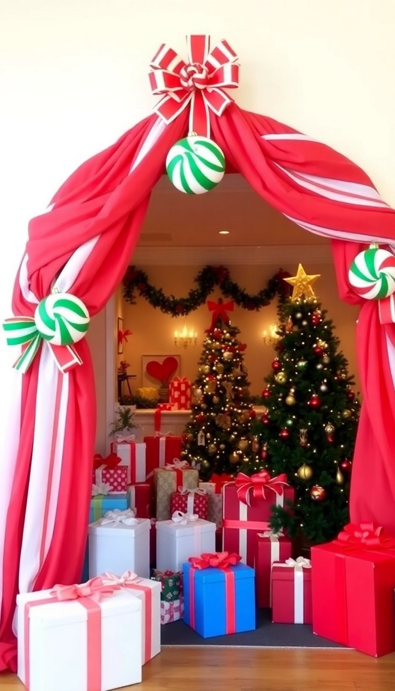 21 Stunning Christmas Archway Decor Ideas to Transform Your Indoor Space (You Won't Believe #14!) - 3. Whimsical Candy Cane Theme