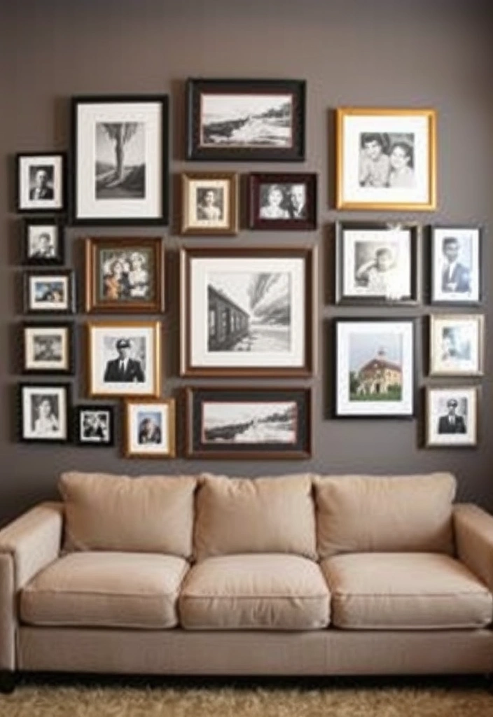 15 Living Room Makeover Ideas That Will Wow Your Guests (Especially #9!) - 12. Artistic Gallery Wall