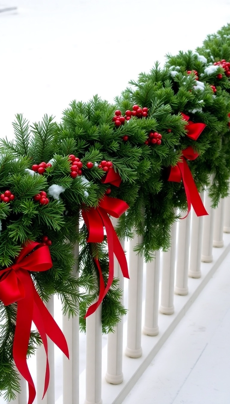 21 DIY Outdoor Christmas Decorations Ideas That Will Make Your Neighbors Jealous! - 12. Holiday Garland for Railings