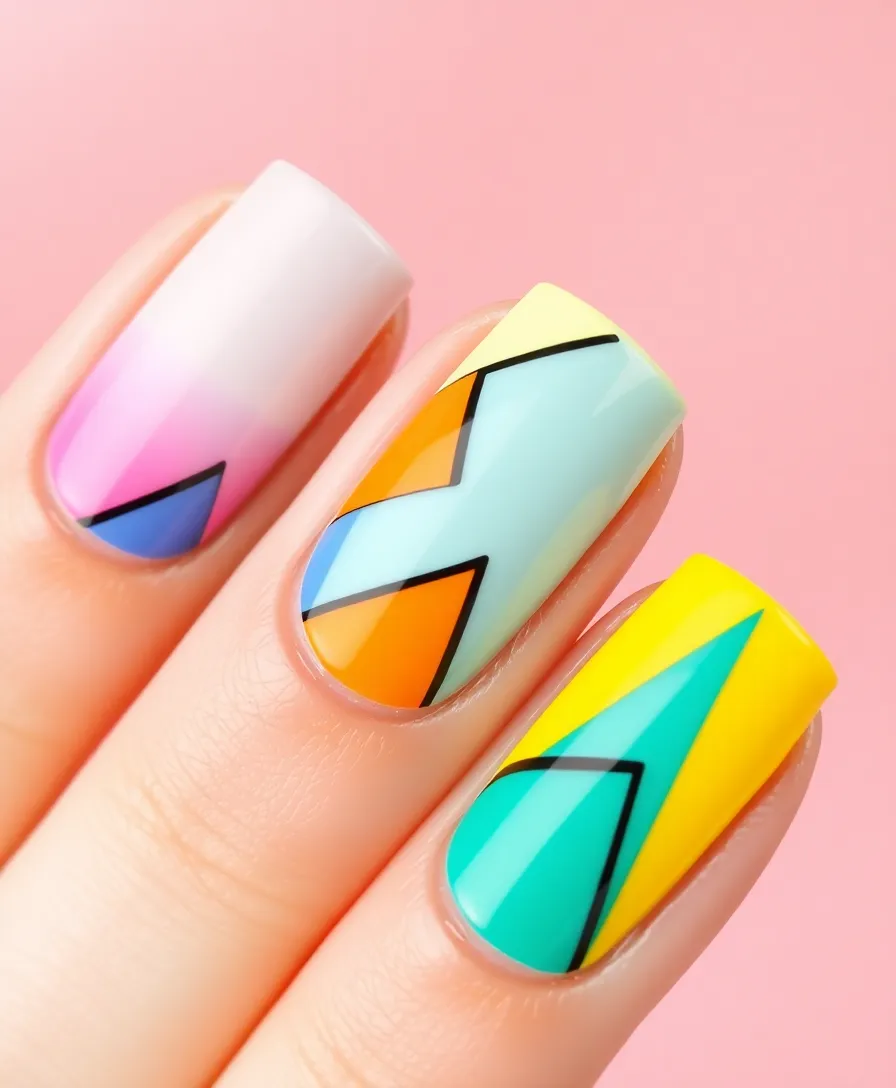 21 Gorgeous Summer Holiday Nail Ideas to Make Your Friends Jealous! - 11. Geometric Summer