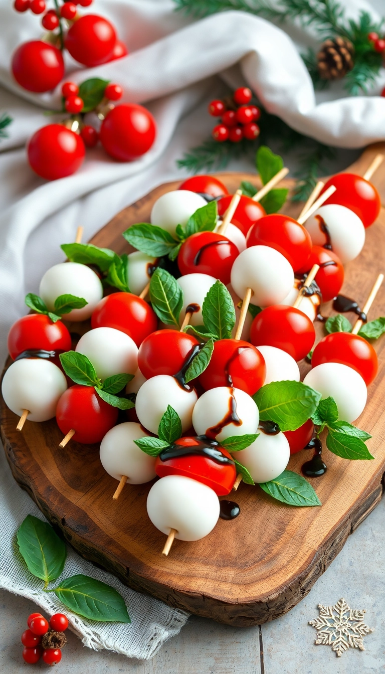 22 Festive Appetizers to Make Your Christmas Party Unforgettable (Don't Miss #7!) - 5. Caprese Skewers