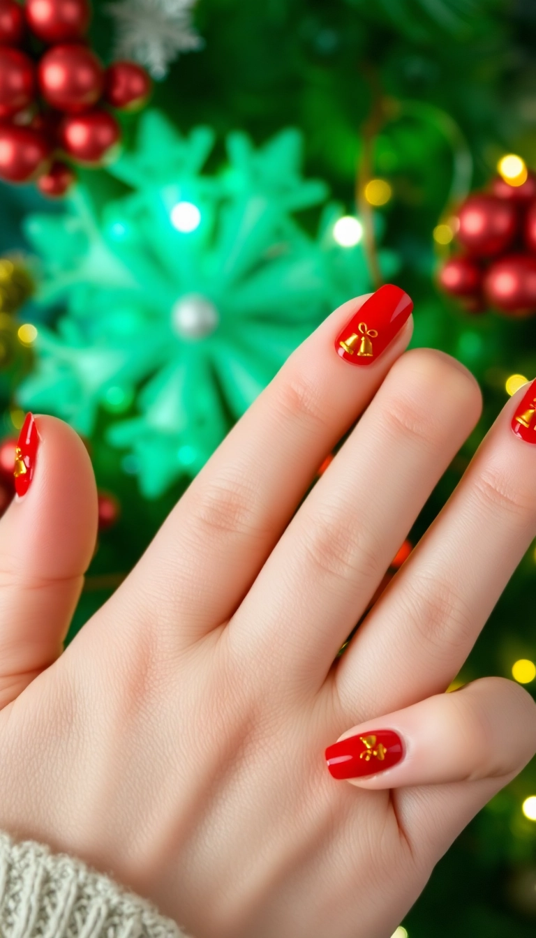 20 Fun Winter Nail Designs That Will Make You Want to Show Off Your Hands! - 16. Joyful Jingle Bells