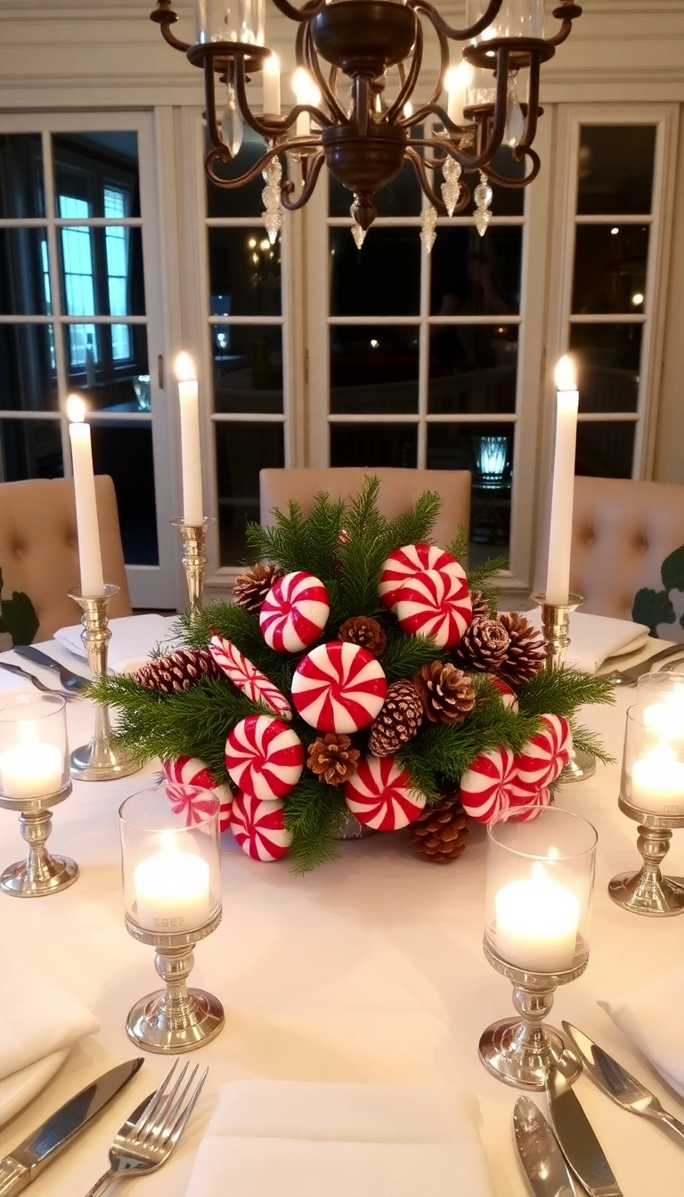 21 Peppermint Christmas Decorations That'll Sweeten Your Holiday Spirit (Wait Until You See #13!) - 8. Peppermint Centerpiece