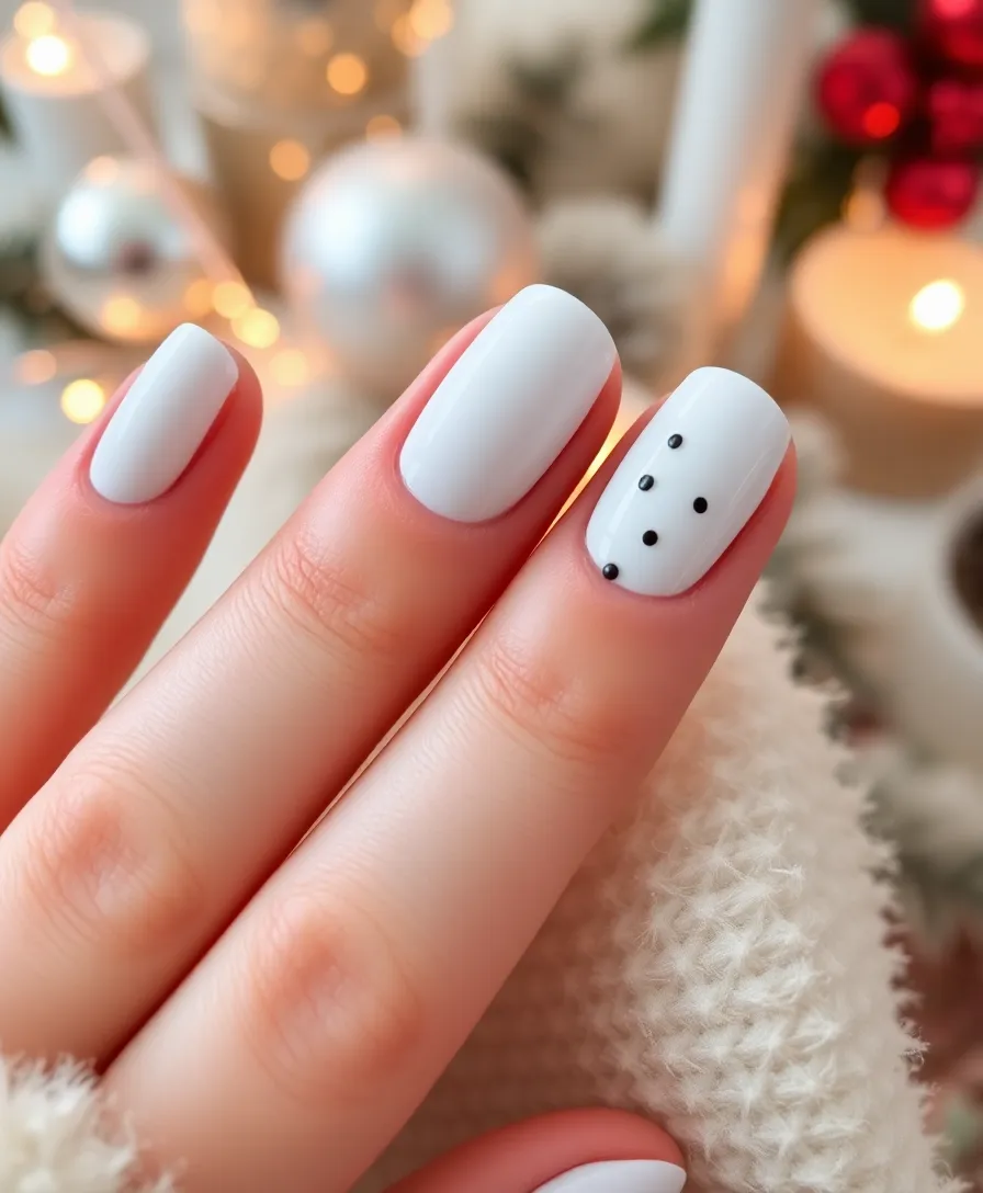 14 Elegant White Holiday Nails That Will Elevate Your Holiday Style Instantly! - 11. White Nails with a Touch of Black