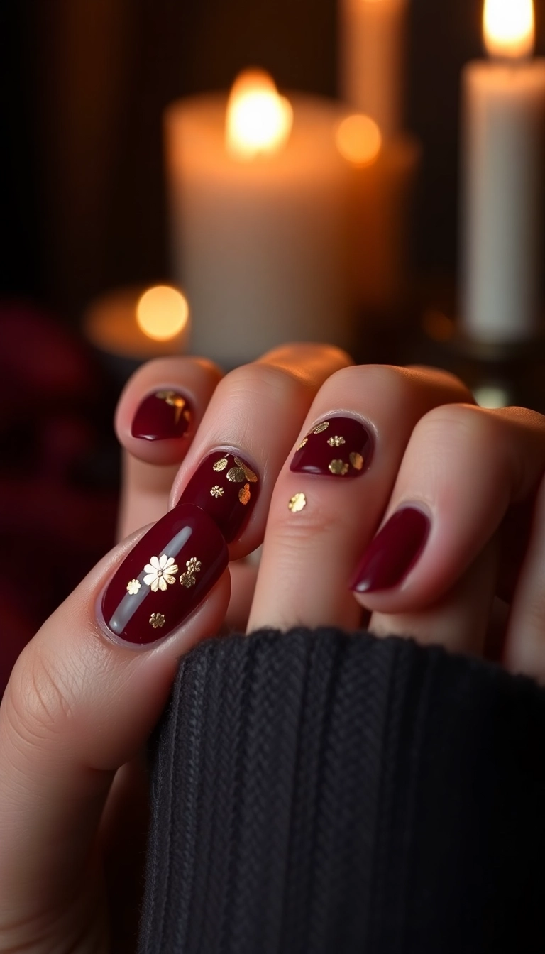 20 Stunning Boho Nail Ideas That Will Make You the Trendsetter of Your Squad! - 15. Glitzy Gold Foil Accents