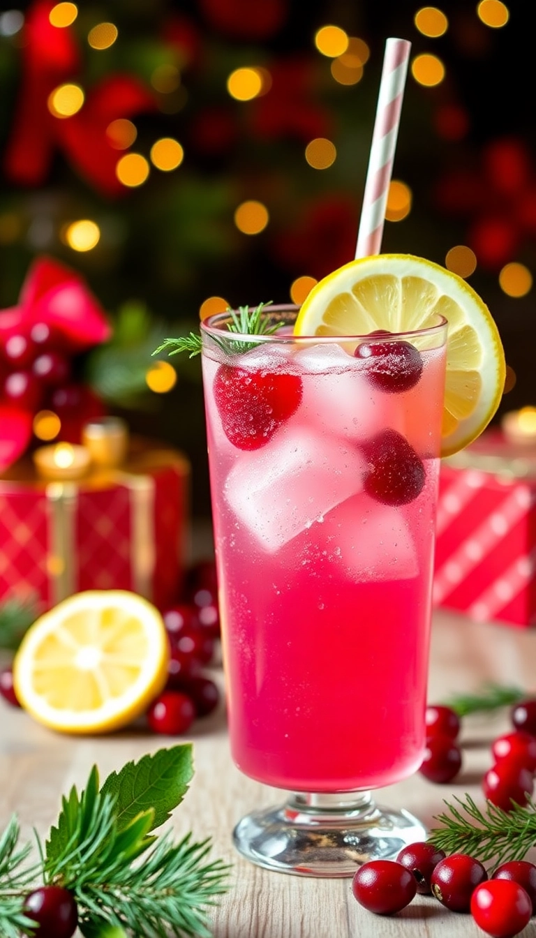 19 Christmas Drinks Ideas That'll Make Your Holiday Parties Sparkle! - 15. Sparkling Cranberry Lemonade