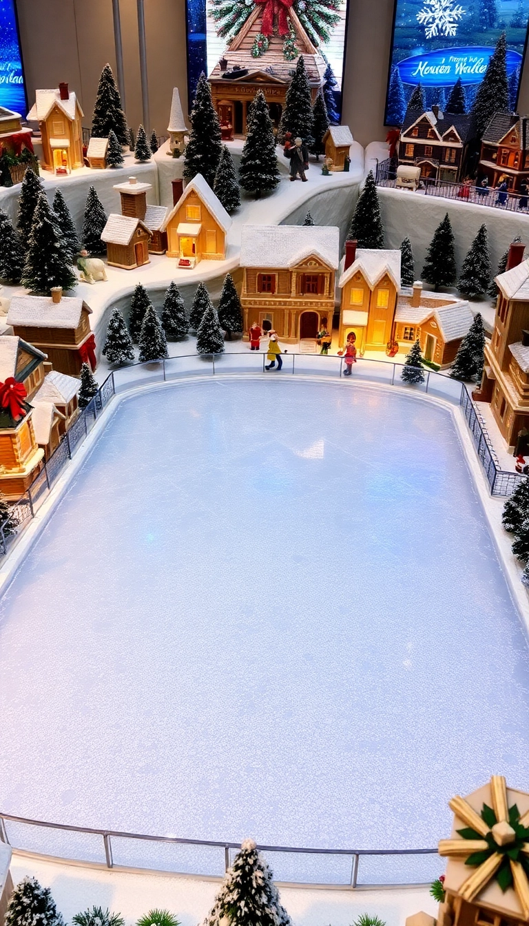 21 Stunning Christmas Village Display Platform Ideas You Must Try This Holiday Season! - 14. Faux Ice Skating Rink