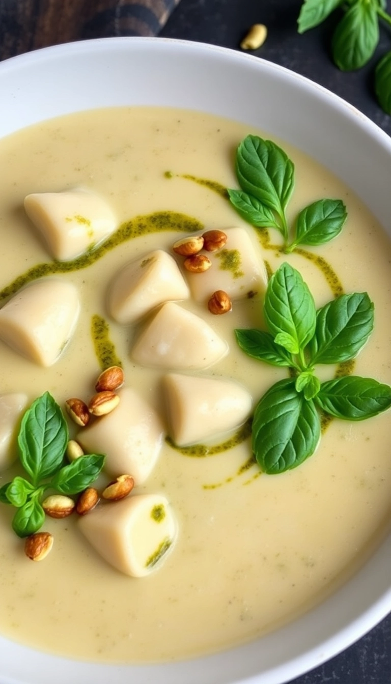 22 Creamy Chicken Gnocchi Soup Ideas Inspired by Olive Garden (You Won't Believe #15!) - 9. Pesto Chicken Gnocchi Soup for Herbal Flavor