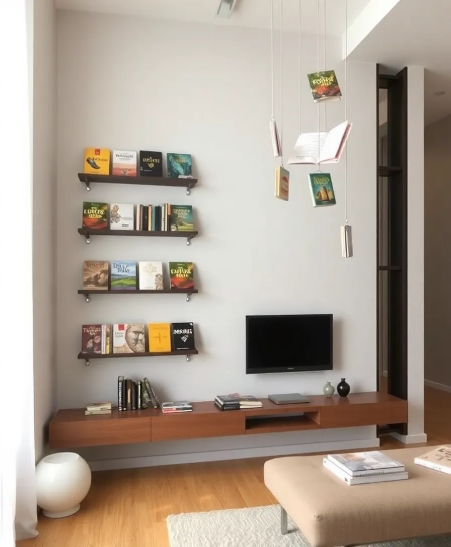 13 Book Storage Aesthetics That Make Minimalism Look Stunning (You’ll Love #5!) - 8. Creative Book Displays: Beyond the Shelf