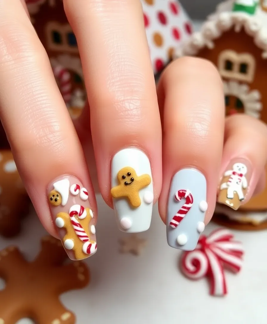 25 Festive December Nails That Will Make You the Star of Every Holiday Party! - 19. Gingerbread Inspiration