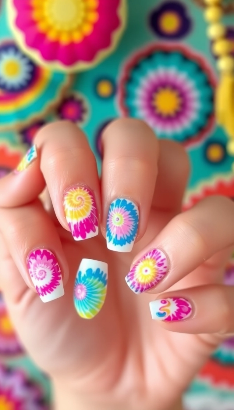 36 Fun Nail Ideas for Teens That Are So Cool, You’ll Want to Try Them All! - 9. Tie-Dye Dreams