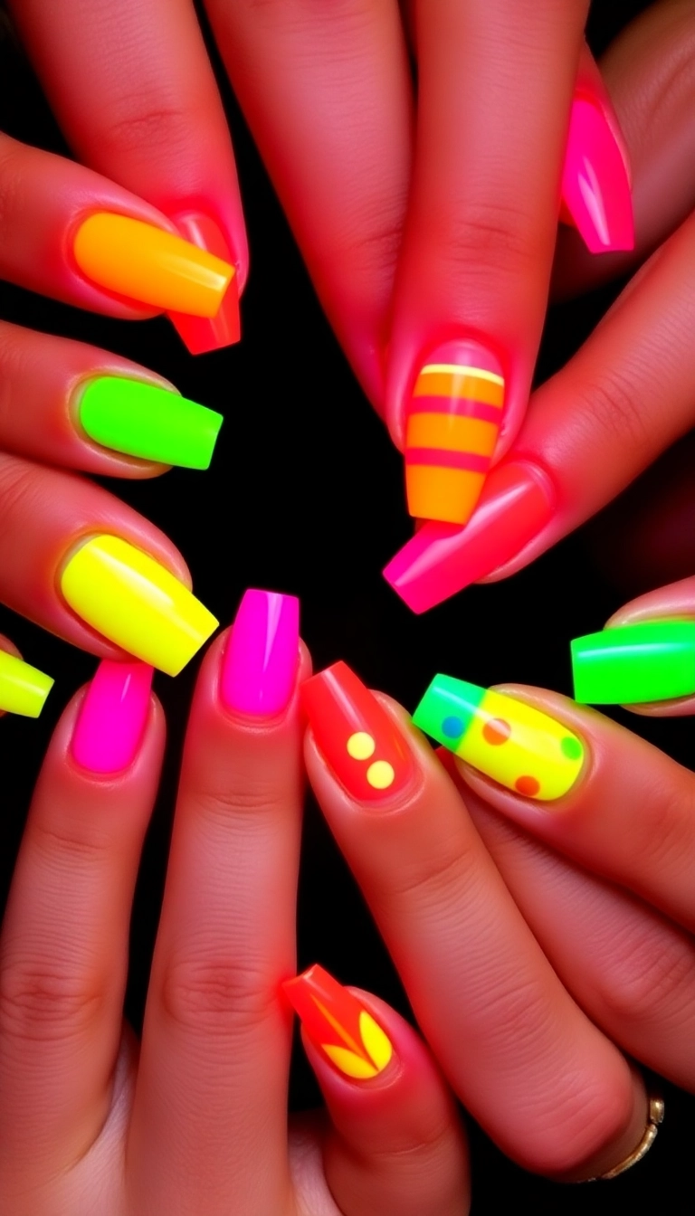 36 Fun Nail Ideas for Teens That Are So Cool, You’ll Want to Try Them All! - 5. Neon Lights