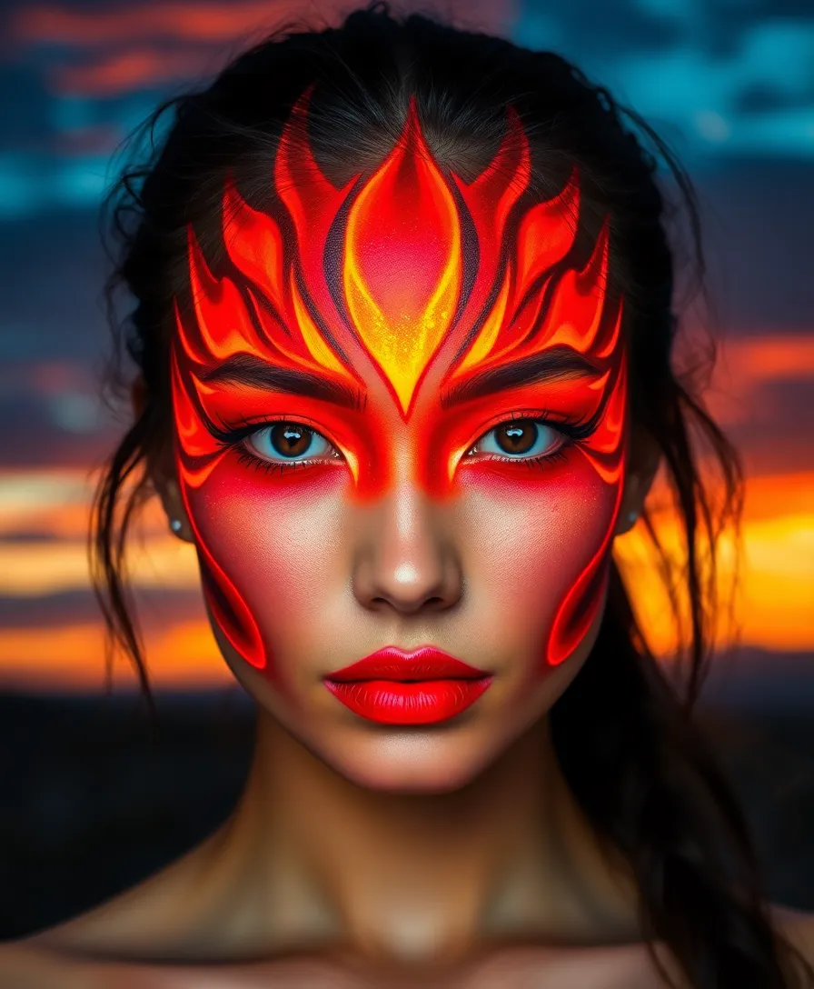 22 Unique Artistic Arcane Makeup Designs (You'll Be Inspired by #16!) - 14. Vibrant Phoenix