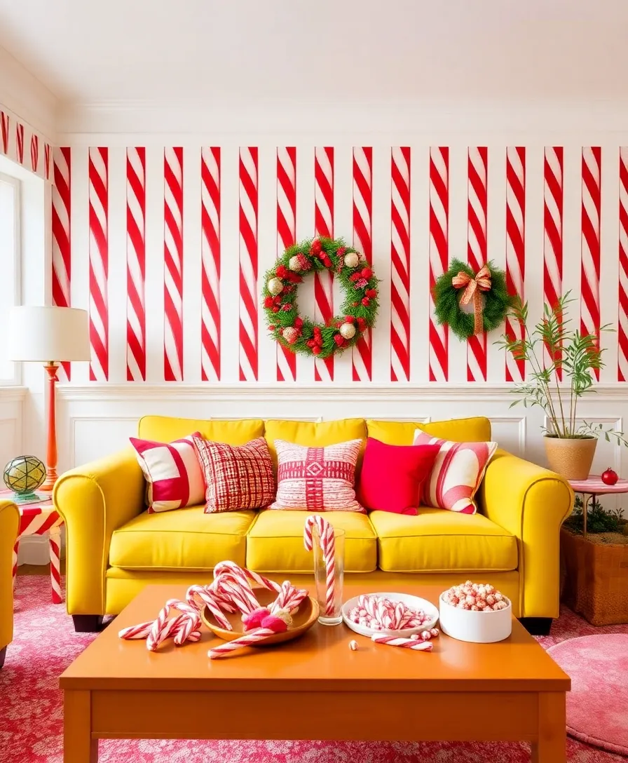 15 Adorable Christmas Wallpapers to Transform Your Living Room into a Winter Wonderland! - 15. Festive Candy Canes