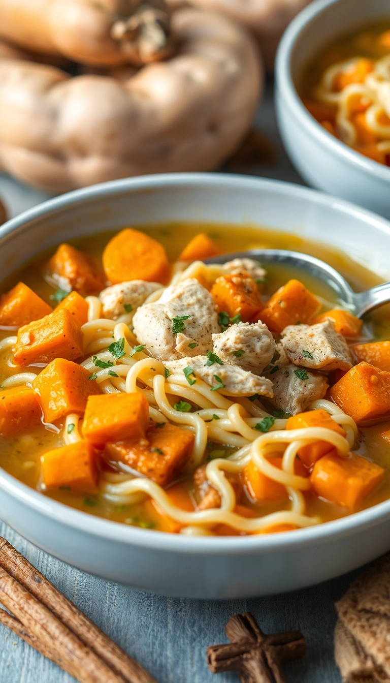 18 Chicken Noodle Soup with Rotisserie Ideas That'll Make Your Taste Buds Dance! - 13. Chicken Noodle Soup with Sweet Potatoes