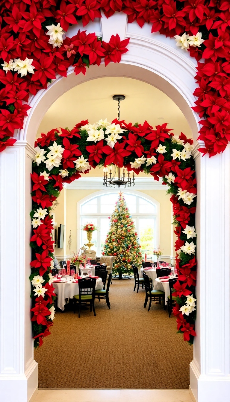 21 Stunning Christmas Archway Decor Ideas to Transform Your Indoor Space (You Won't Believe #14!) - 10. Poinsettia Paradise