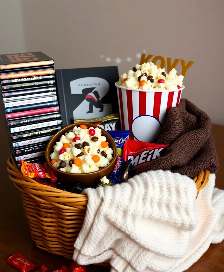 21 Creative Burr Basket Ideas That'll Make Your Best Friend Swoon! - 7. Movie Night Magic