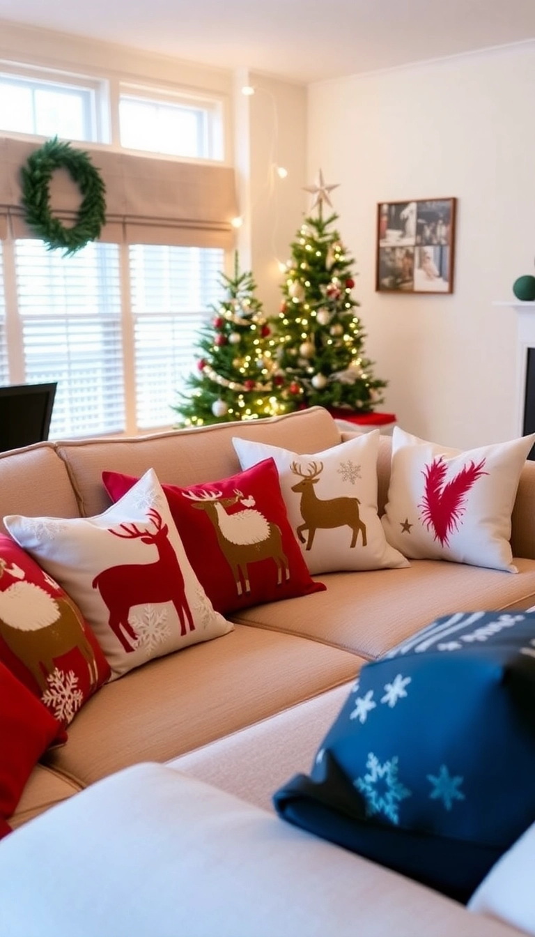 21 Stunning Small Apartment Christmas Decor Ideas That'll Make Your Space Merry and Bright! - 3. Festive Throw Pillows