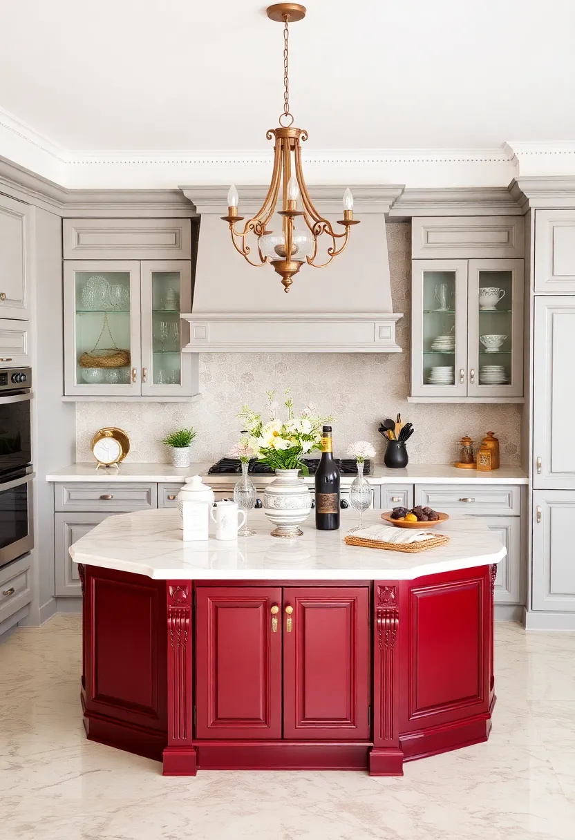 20 Colorful Kitchen Island Ideas That Will Brighten Your Home (Wait Till You See #7!) - 19. Bold Burgundy