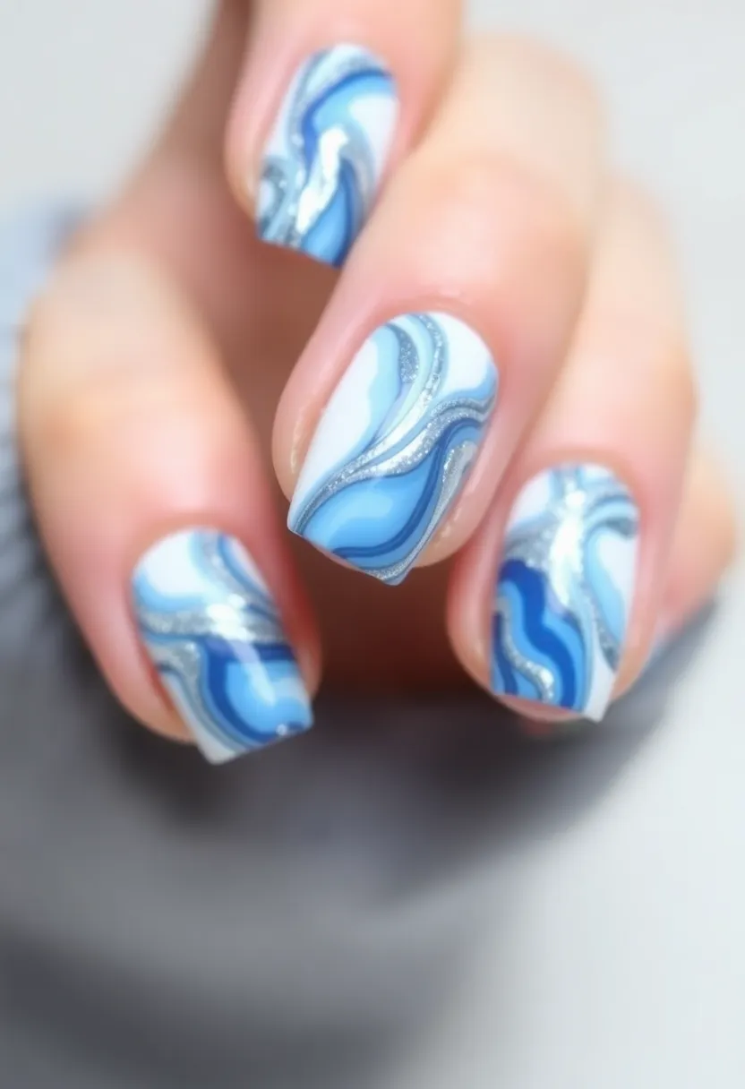 14 DIY January Nail Designs You Can Create in Under 30 Minutes! - 11. Icy Marble Effect