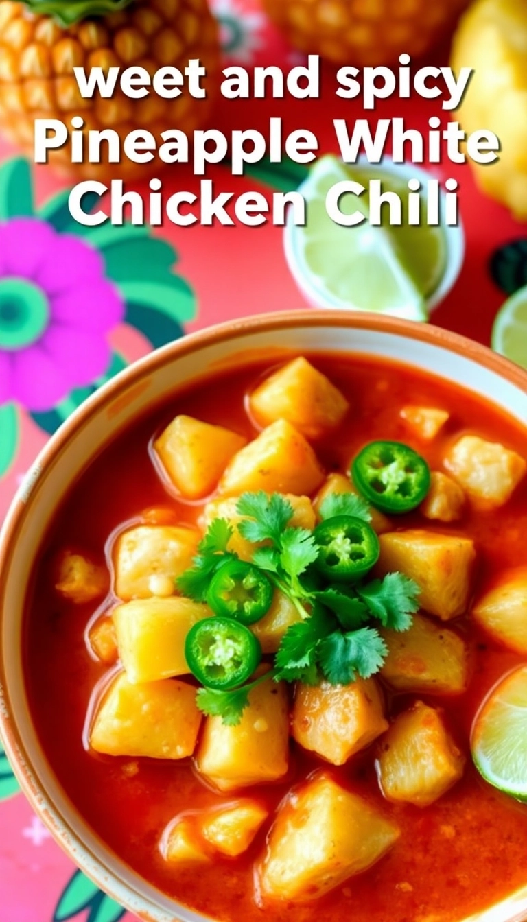 30 Mind-Blowing Crockpot White Chicken Chili Recipes You Need to Try Tonight! - 20. Sweet and Spicy Pineapple White Chicken Chili