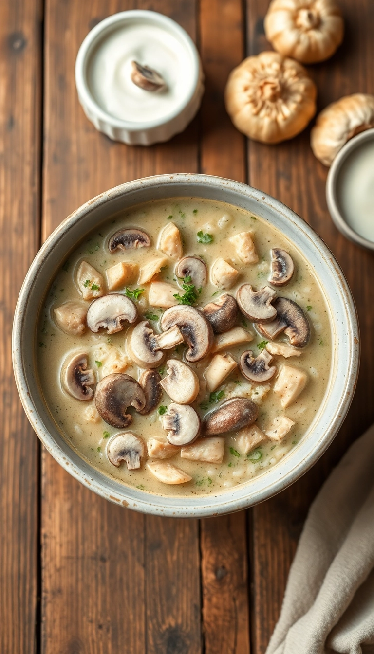 24 Creamy Chicken and Rice Soup Ideas You Need to Try Tonight! - 4. Creamy Mushroom Chicken and Rice Soup