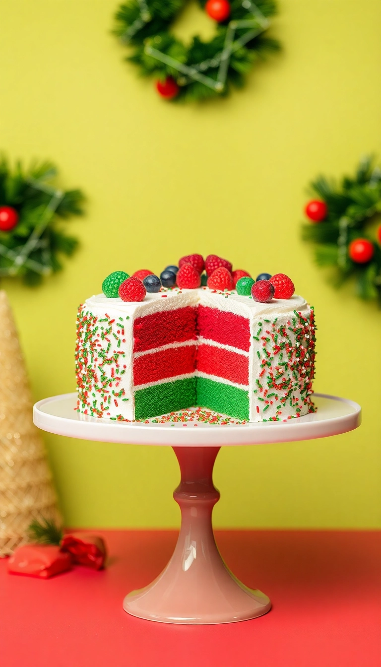 20 Stunning Christmas Cake Designs That Will Wow Your Guests (Number 7 Is a Showstopper!) - 11. Red and Green Velvet Checkerboard Cake