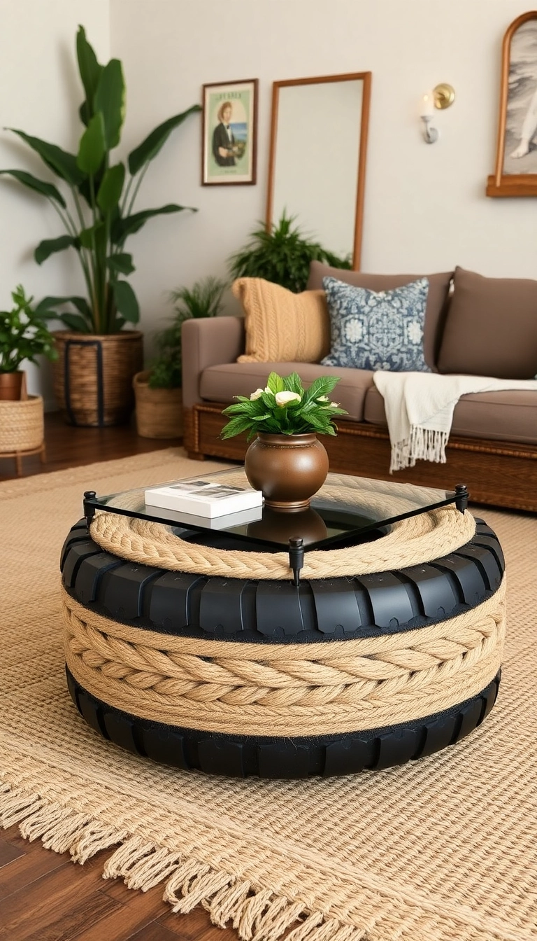 15 Stunning Upcycled Furniture Ideas You Can Make This Weekend (Wait Until You See #9!) - 10. Tire Ottoman