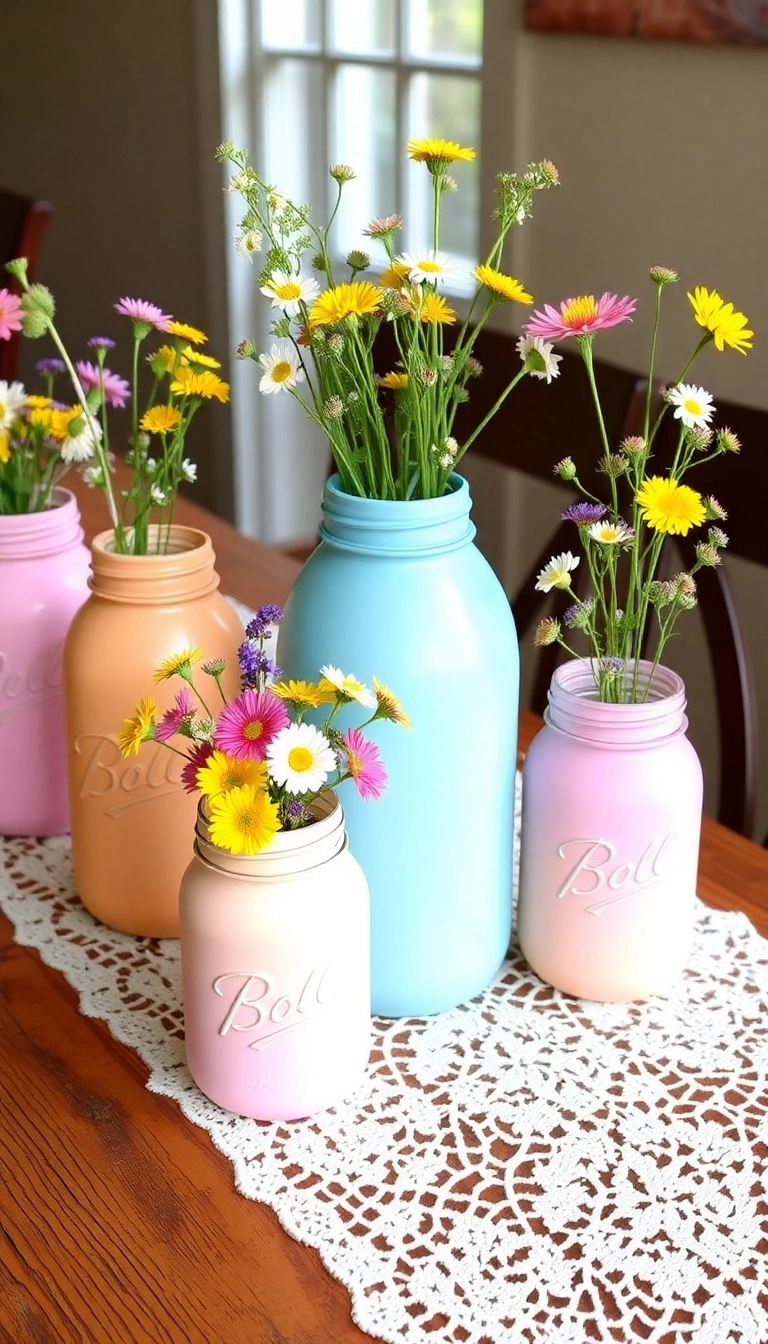 25 Easy DIY Home Decor Projects That'll Transform Your Space (Even #17 Is a Breeze!) - 1. Painted Mason Jar Vases