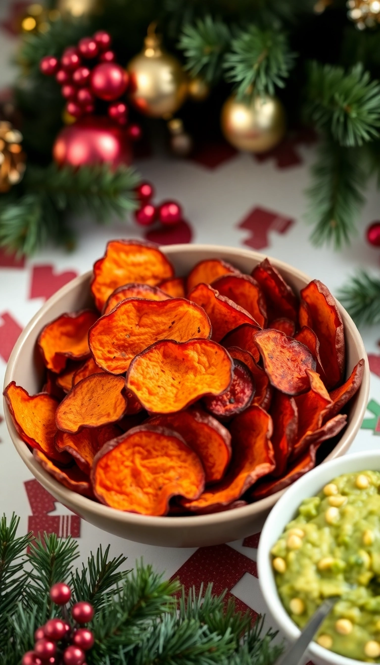 24 Christmas Snacks That Will Steal the Show at Your Holiday Party! - 19. Baked Sweet Potato Chips