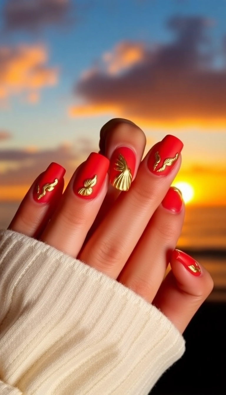 13 Seashell Nail Art Ideas That Will Leave You Shell-Shocked! - 3. Coral and Gold Elegance