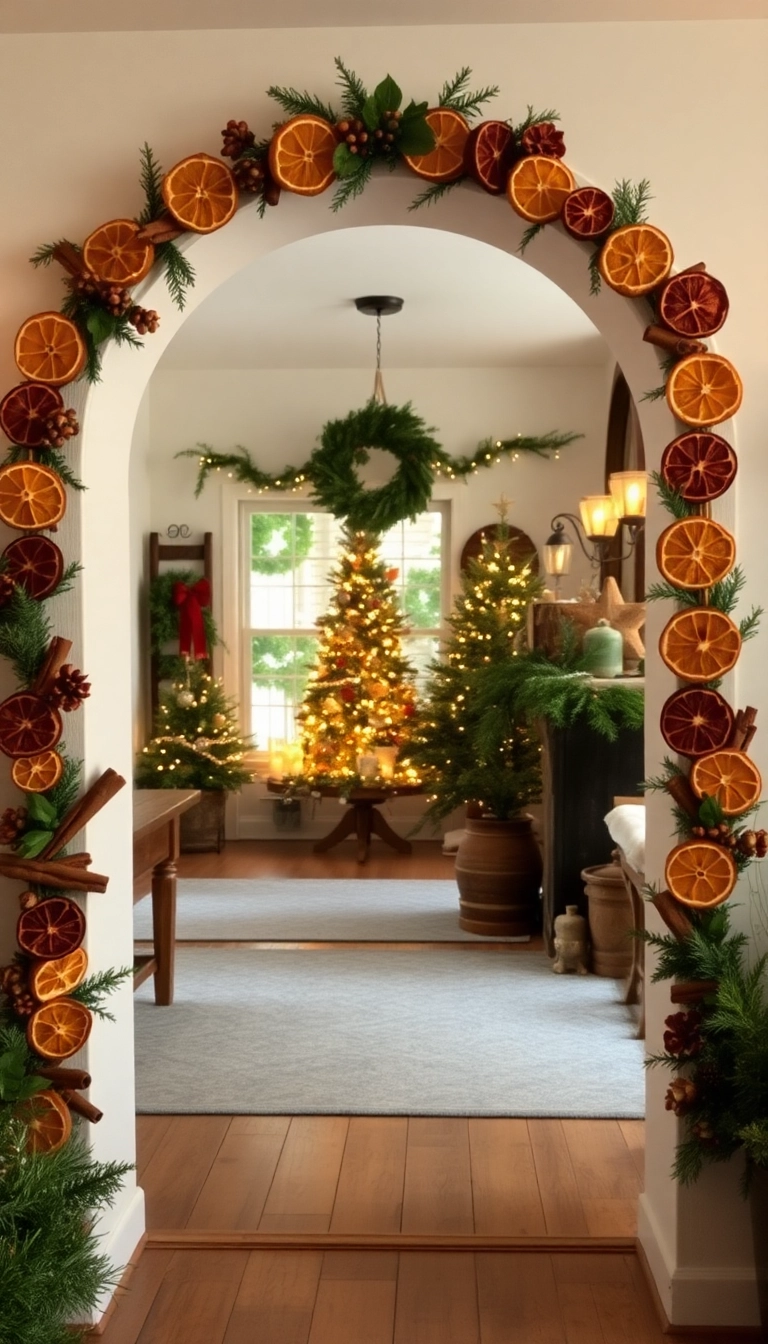 21 Stunning Christmas Archway Decor Ideas to Transform Your Indoor Space (You Won't Believe #14!) - 13. Dried Citrus and Cinnamon Sticks