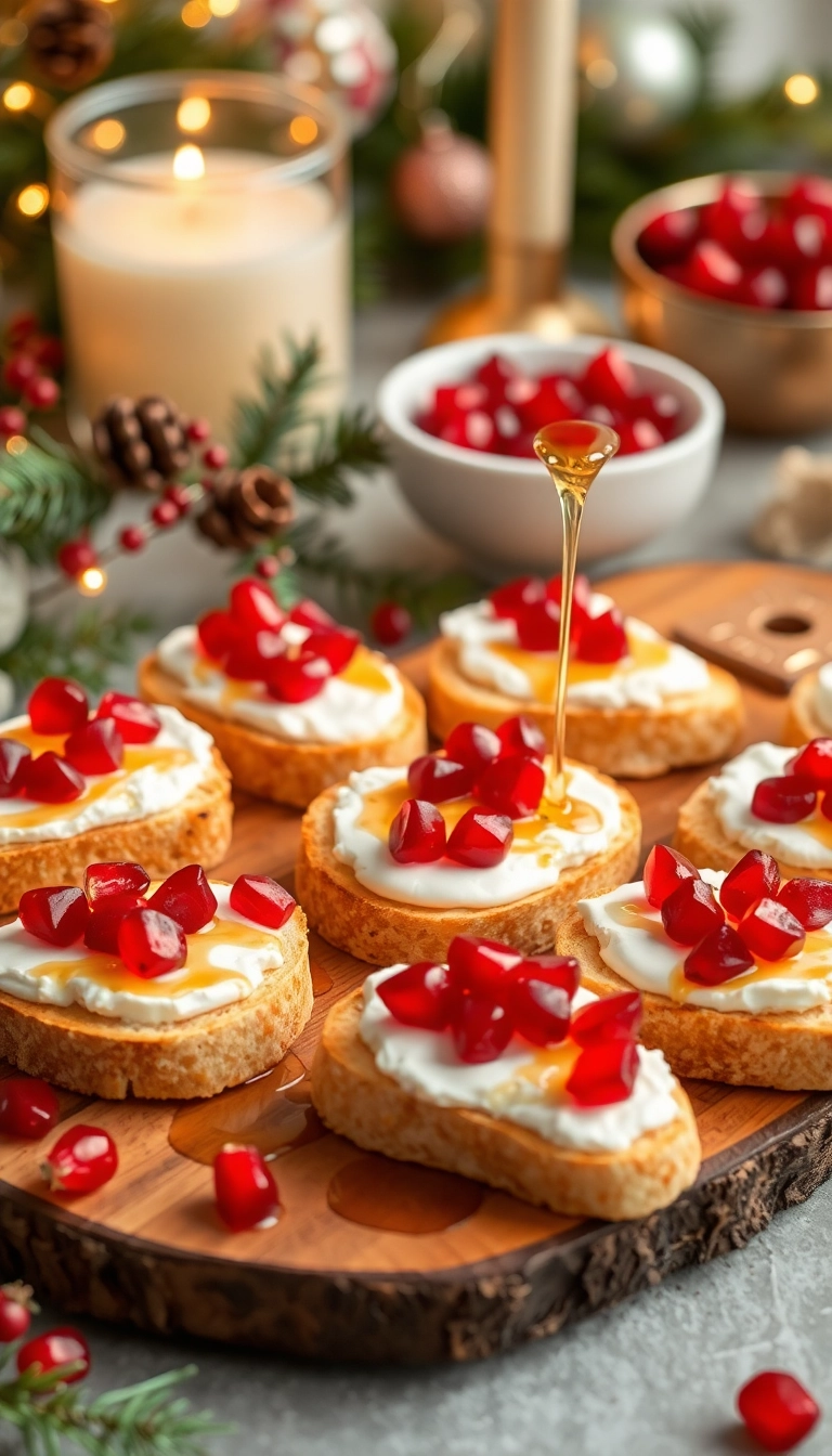 24 Irresistible Christmas Food Ideas for Your Next Holiday Gathering (Wait Until You See #5!) - 11. Pomegranate and Goat Cheese Crostini