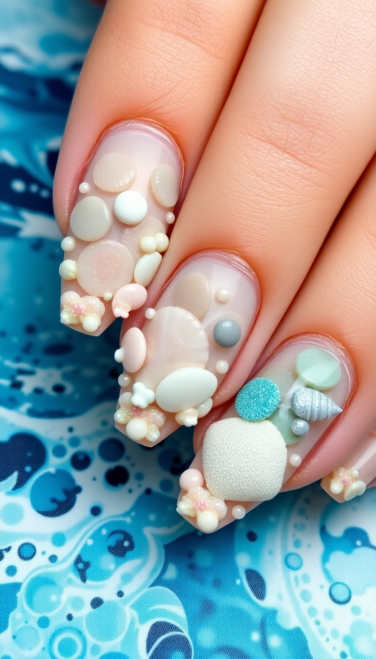 13 Seashell Nail Art Ideas That Will Leave You Shell-Shocked! - 12. Layered Shells