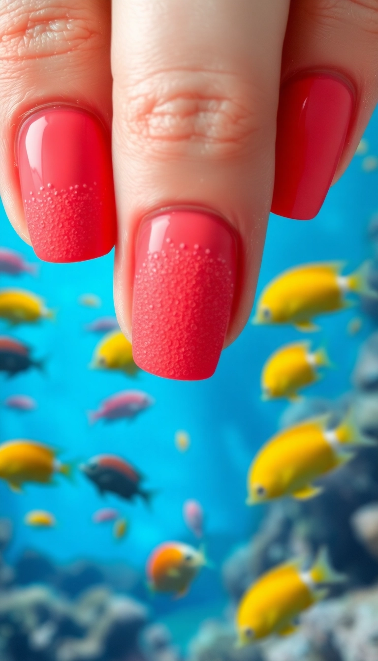 27 Beach Nails Designs That Will Make You Dream of Sunshine (You Won't Believe #15!) - 8. Coral Reef Inspiration