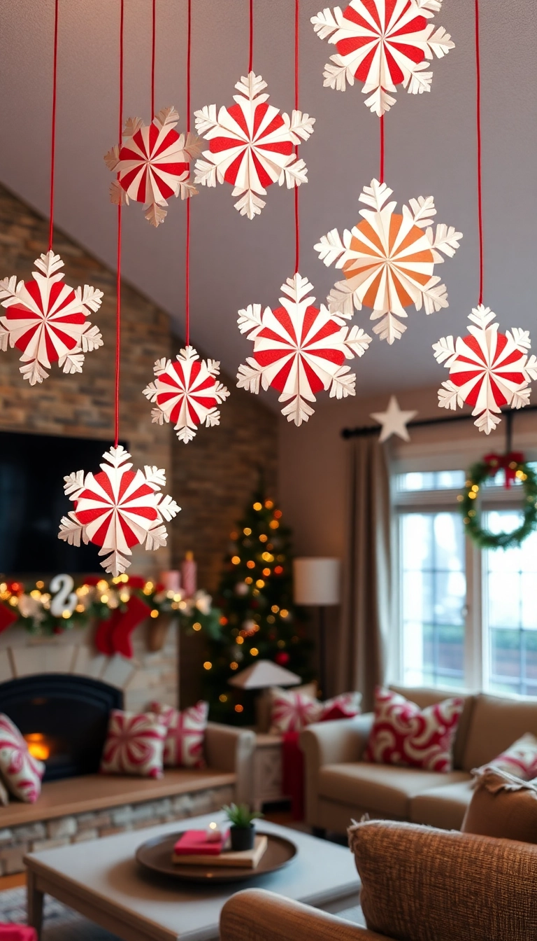 21 Peppermint Christmas Decorations That'll Sweeten Your Holiday Spirit (Wait Until You See #13!) - 21. Peppermint-Themed Snowflakes