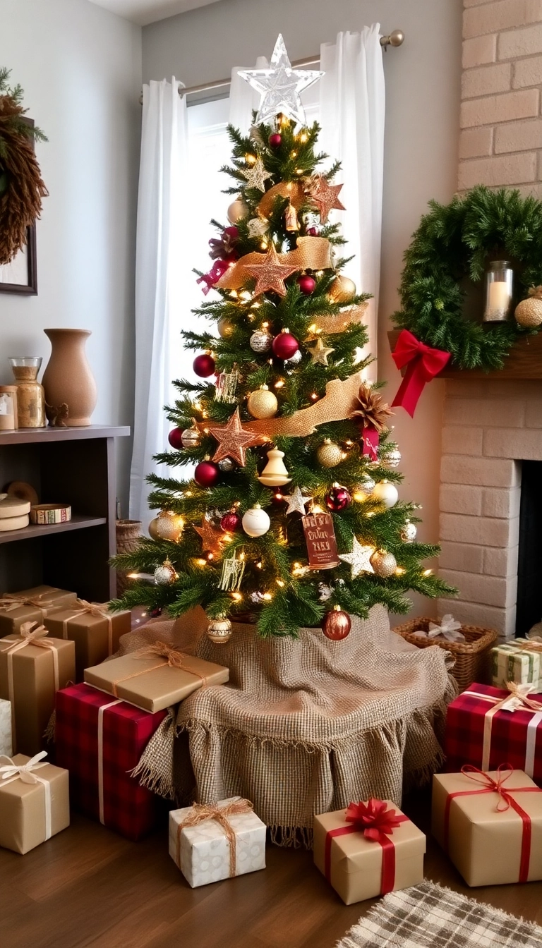 21 Cozy Farmhouse Christmas Tree Ideas That'll Make You Wish It Was Christmas Year-Round! - Burlap Tree Skirt