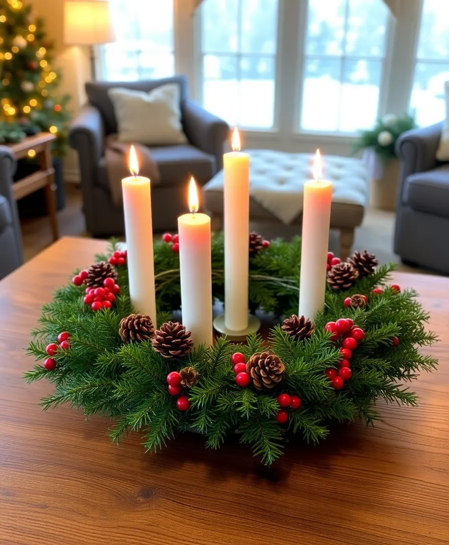 18 Stunning Advent Decorations to Transform Your Home into a Winter Wonderland (#7 Is Pure Magic!) - 1. Rustic Advent Wreath