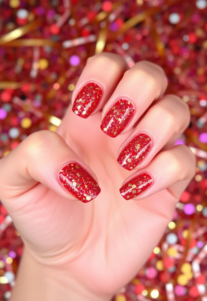 18 DIY Valentine's Nails You Can Create at Home (Even Beginners Will Love #9!) - 15. Valentine’s Day Glitter Bomb