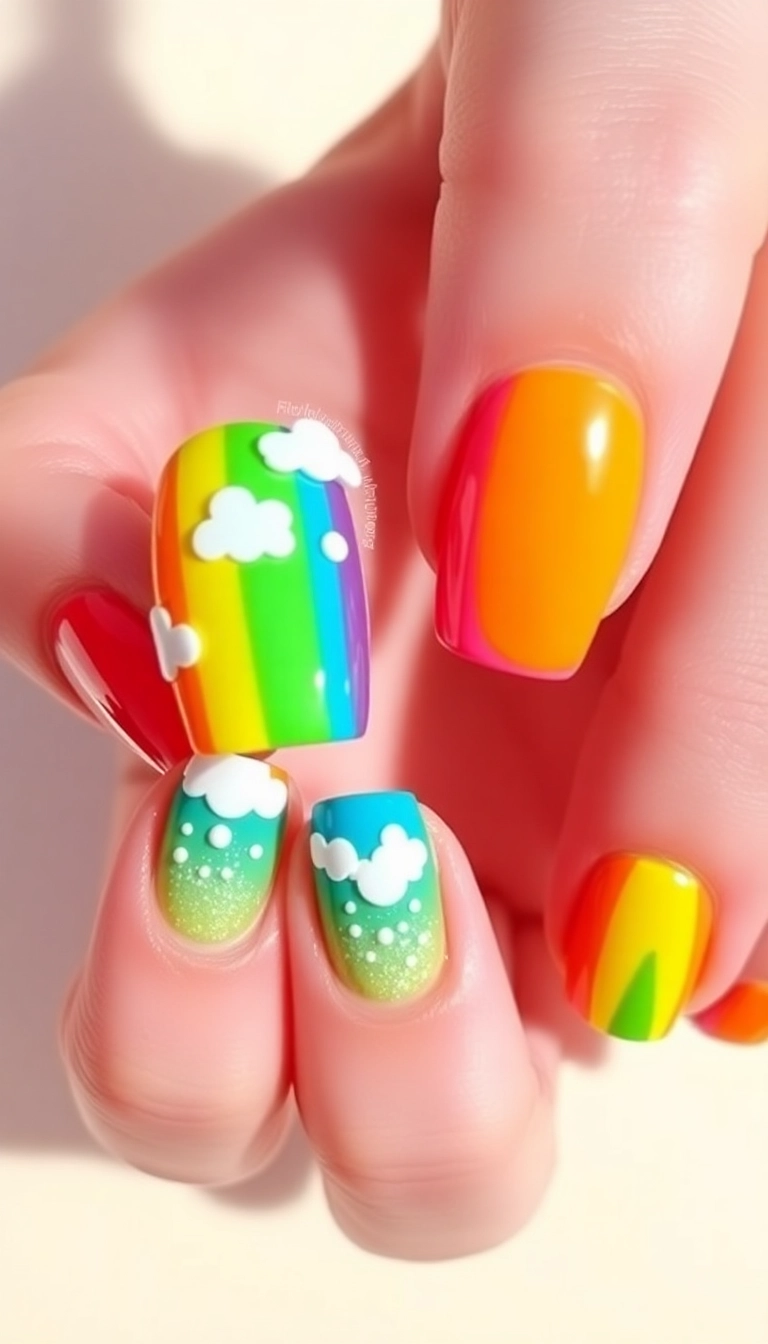 36 Fun Nail Ideas for Teens That Are So Cool, You’ll Want to Try Them All! - 1. Rainbow Splash