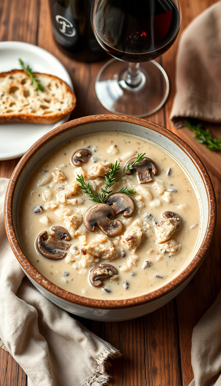 20 Creamy Chicken and Wild Rice Soup Ideas That Will Warm Your Soul! - 5. Creamy Chicken and Wild Rice Soup with Mushrooms